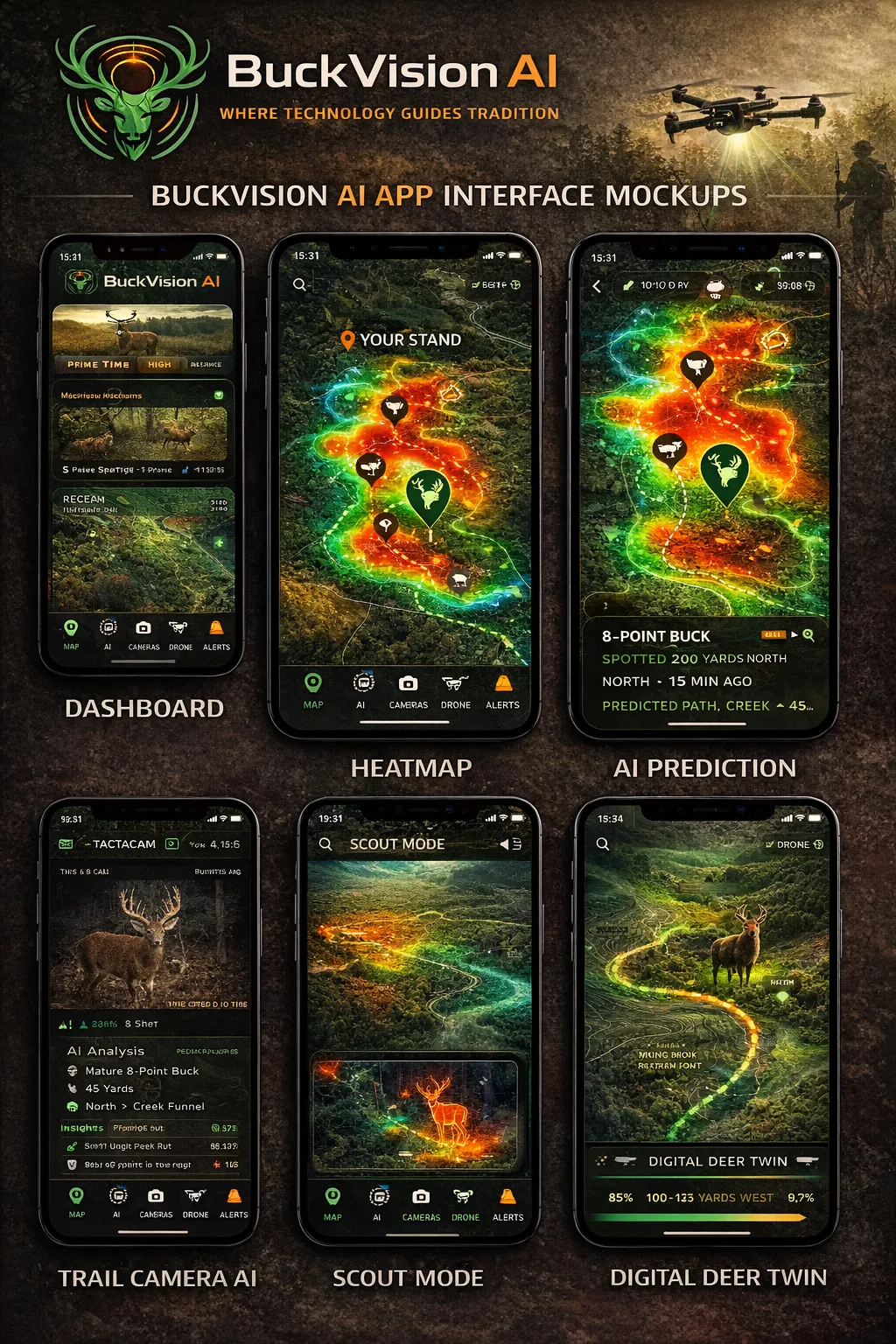 BuckVisionAI app screen composite